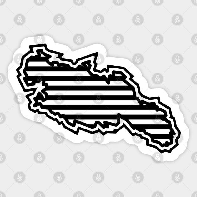 Lasqueti Island Silhouette in Black and White Stripes - Simple Line Pattern - Lasqueti Island Sticker by Bleeding Red Paint